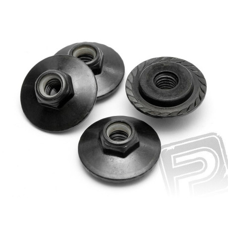 Samojistící matice, velkoplošná M5X8mm černá/4ks