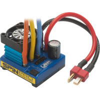 Kétirányú váltakozó vízálló szabályzó az autómodellekhez. 5,5 és több menetes motorokhoz (Brushless), ZERO BOOST program, táplálás 7.2- 14,8V (2-4S LiPo), súly 32g, BEC 6V/2A, méretek 36x38,5x22mm (mellékelt érzékelő kábel)