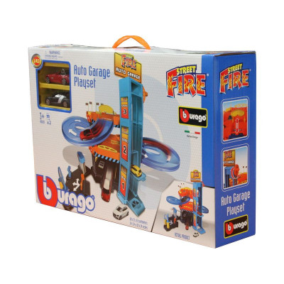 Bburago Garáž Street Fire Downhill se 2 auty