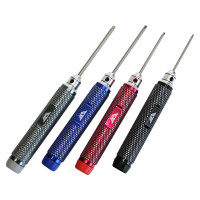 Allen csavarhúzó készlet HSS acélgolyóval, méretek: 1,5 mm 45 mm-es szárral, 2,0 mm 50 mm-es szárral, 2,5 mm és 3,0 mm 59 mm-es szárral. A csavarhúzók teljesen meg vannak marva a jobb fogás érdekében. Praktikus műanyag dobozba csomagolva.