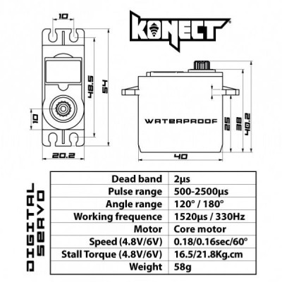 KONECT 21 kg servo - WATERPROOF