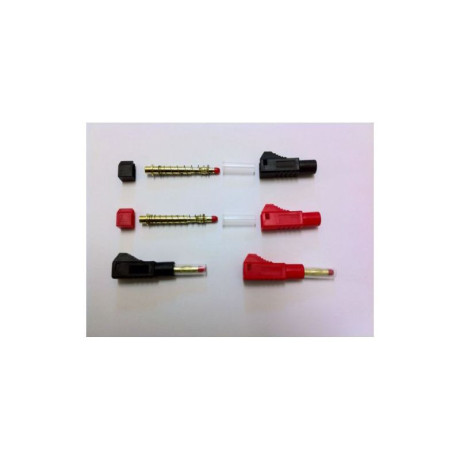 Banánky zlacené 4mm s bezpečnost. krytem (2 páry)