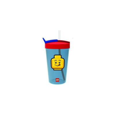 LEGO ICONIC Classic láhev s brčkem - transparentní modrá