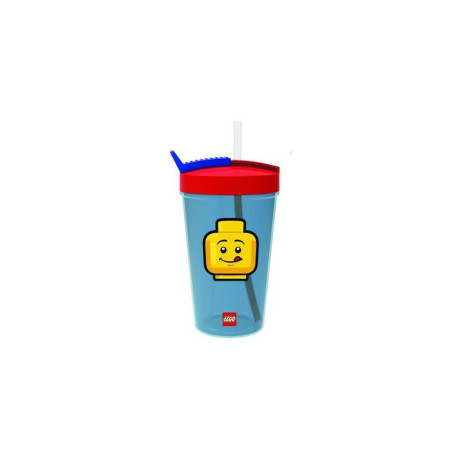 LEGO ICONIC Classic láhev s brčkem - transparentní modrá