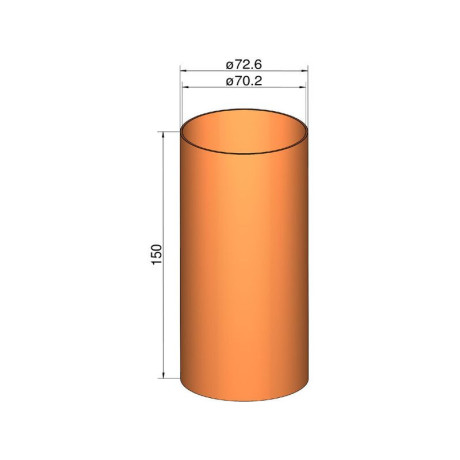 Klima Spojka 75mm trubek pr. 72.6mm x 150mm