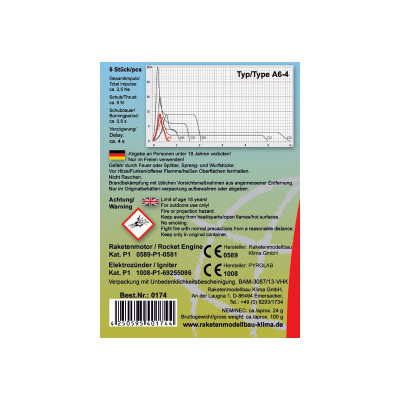 Klima raketový motor A6-4 EL (30ks)
