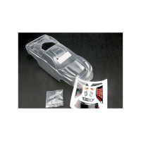 Festetlen/átlátszó lexan karosszéria Traxxas Nitro Rustler melléklet matricákkal.