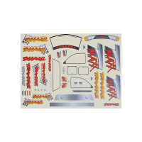 Festett lexán karosszéria a Traxxas T-Maxx Classic-hoz Distruptor álcázásban, matricás ívvel.