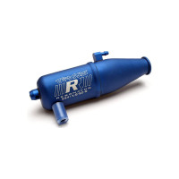 Pótalkatrész RC modellautóhoz Traxxas nitro: tuningolt kipufogó hangtompító egykamrás alumínium kék.