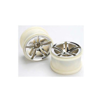 Kerekek nitro hátul, elecro elöl Twin Spoke krómozott fényes. A tárcsa átmérője 71mm (2.8"), szélessége 48mm. Traxxas Rustler, Stampede, Sport SE, Jato, Monster Jam modellekhez. Hatszög 12mm.