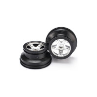2WD első SCT kerekek matt krómozott, fekete felnivel. Kettős tárcsa átmérő 2,2/3,0", szélesség 41mm. Traxxas Slash 2WD autókhoz. Hatszög 12mm.