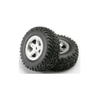 Teljes univerzális kerekek a Traxxas Slayer RC autóhoz. Satin Bead Lock kerekek felragasztott Off-Road gumikkal és betéttel. Tárcsaméret 61/81x42 mm. Teljes méret 110x46 mm. A hordozó 12 mm-es hatszögletű, 30 mm-es eltolással.