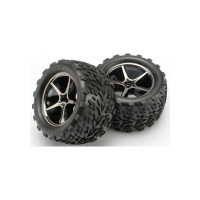 Komplett univerzális kerekek a Traxxas Revo 1:16-os autókhoz. Gemini tárcsa fekete krómozott, Talon abroncsokkal és betéttel. 52x40 mm méretű tárcsa. Teljes méret 80x48 mm. A hordozó 12 mm-es hatszögletű, 24 mm-es eltolással. 