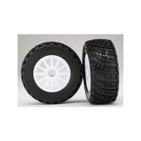 Komplett univerzális kerekek RC autóhoz Ford Fiesta ST Rally 1:10. Fehér Rally tárcsa Gravel abroncsokkal. Tárcsa mérete 60/80x42 mm. Teljes méret 103x42 mm. A hordozó 12 mm-es hatszögletű, 24 mm-es eltolással.