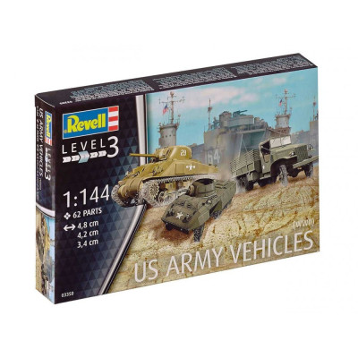 Plastic ModelKit military 03350 - US Army vehicles WWII M4 Sherman & M8 Greyhound & CCKW Truck (1:144)