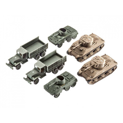Plastic ModelKit military 03350 - US Army vehicles WWII M4 Sherman & M8 Greyhound & CCKW Truck (1:144)