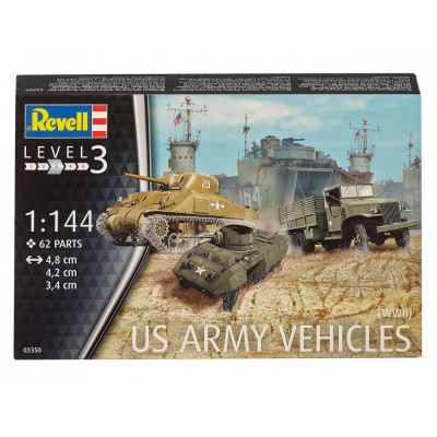 Plastic ModelKit military 03350 - US Army vehicles WWII M4 Sherman & M8 Greyhound & CCKW Truck (1:144)