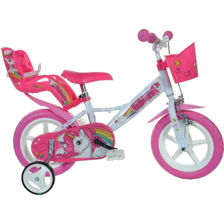 DINO Bikes - Dětské kolo 12" Jednorožec se sedačko