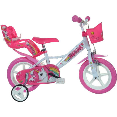 DINO Bikes - Dětské kolo 12" Jednorožec se sedačko