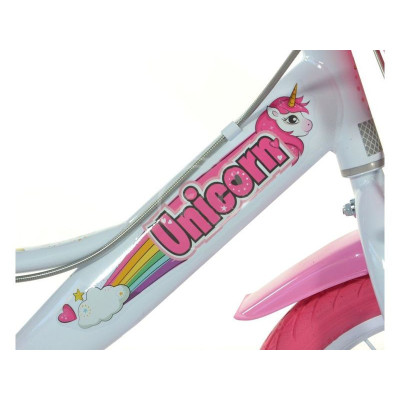 DINO Bikes - Dětské kolo 16" Jednorožec se sedačkou