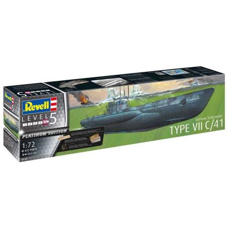 Plastic ModelKit ponorka Limited Edition 05163 - German Submarine Type VII C/41 (Platinum Edition) (1:72)