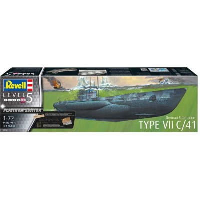 Plastic ModelKit ponorka Limited Edition 05163 - German Submarine Type VII C/41 (Platinum Edition) (1:72)
