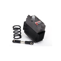 Digitális vízálló Traxxas 2085X szervó fémfogaskerekekkel, golyóscsapágyak szervóvédő rugóval és tolórúddal a Traxxas X-Maxx modellbe.