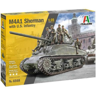Model Kit tank 6568 - M4A1 Sherman with U.S. Infantry (1:35)