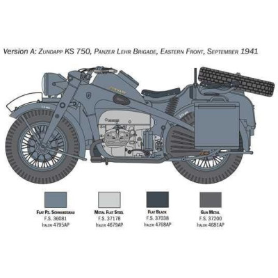 Model Kit military 7406 - Zundapp KS 750 with sidecar (1:9)