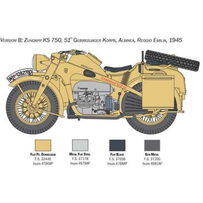Model Kit military 7406 - Zundapp KS 750 with sidecar (1:9)