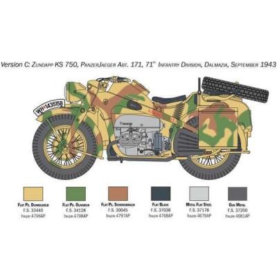 Model Kit military 7406 - Zundapp KS 750 with sidecar (1:9)
