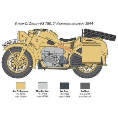 Model Kit military 7406 - Zundapp KS 750 with sidecar (1:9)