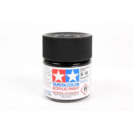 81018 X-18 Black semi gloss Tamiya Color Acrylic Paint 23ml