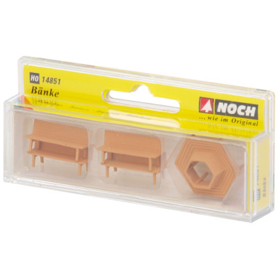 Lavičky, 4ks a 1ks okrúhla lavička  NO14851