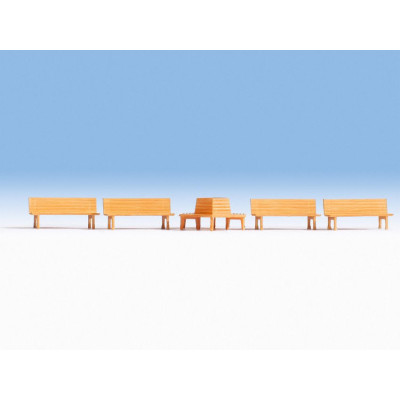 Lavičky, 4ks a 1ks okrúhla lavička  NO14851