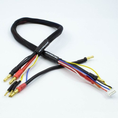 2 x 2S černý nabíj. kabel G4/G5 v černé ochranné punčoše - dlouhý 60cm - (4mm, 3-pin XH)