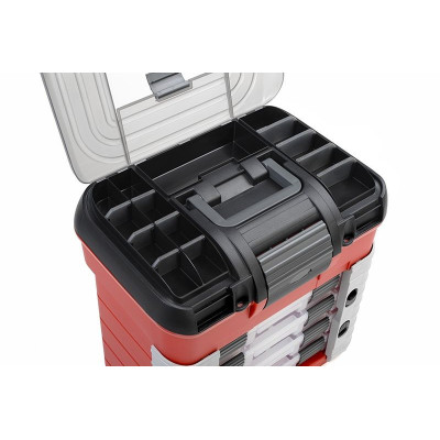 Přepravní plastový kufr Pit Car se 4 šuplíky a pěnovou. vložkou