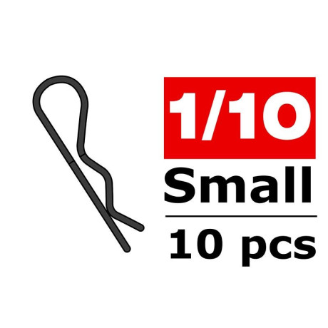 Team Corally - sponky karoserie - 45° ohnuté - malé - černé - 10 ks.