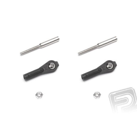 Plastový kloubek M2 s mosaznou kuličkou a ocelovou spojkou, 2ks