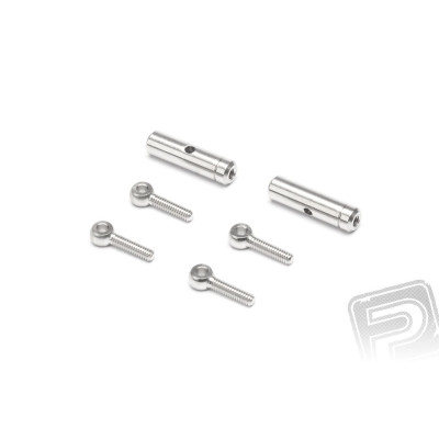 Mosazný poniklovaný napínák M2, délka 20-28mm, očka vnitřní vrtání 1,7mm, 2 ks.