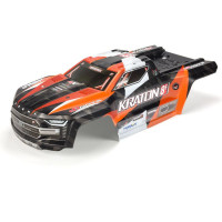 Pótalkatrész RC modell autókhoz Arrma 1:5 Kraton 8S: karosszéria narancssárga. Méretek 593x277x168mm. 491mm tengelytáv.