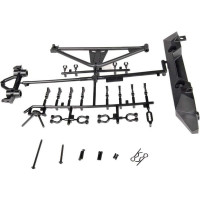 Pótalkatrész RC modellautóhoz Axial SCX10 II alvázzal: hátsó lökhárító, pótalkatrész tartó. A hivatalosan licencelt Axial Poison Spyder Customs RockBrawler™ hátsó lökhárítót az SCX10 modellhez tervezték, mint egy nagy hasmagasságú hátsó lökhárítót off-road használatra.