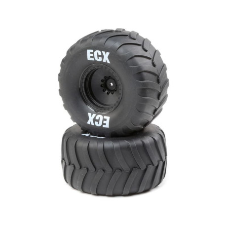 ECX kolo s pneu, černý disk (2): Amp Crush