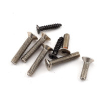  E-flite süllyesztett fejű csavarok készlete F-16 70 mm-es repülőgéphez. A csomag különböző hosszúságú, átmérőjű csavarokat tartalmaz.