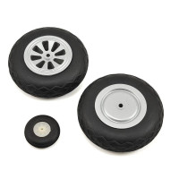 Kerékkészlet RC modell repülőgéphez P-51D 1.2m. A kerekek méretei 75x23mm, furat 3mm, sarkantyúkerék d.31mm.