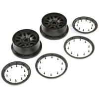 Pótalkatrész RC autó modellekhez Losi 5ive-T 2.0: Első/hátsó beadlock tárcsák készlete fekete, hatszög 24mm. 