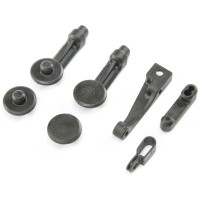 Cserealkatrész TLR 22X-4 RC autó modellekhez: karosszéria, antenna, ventilátor tartó.