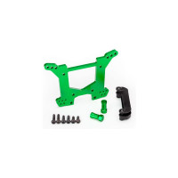 Traxxas zöld eloxált hátsó lengéscsillapító torony, nagy szilárdságú 7075-T6 alumíniumból. A karosszériatartóval együtt.