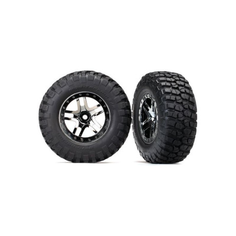 Traxxas kolo 2.2/3.0", disk SCT Split-Spoke chrom černý, pneu KM2 (2)
