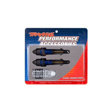 Traxxas tlumič GTR long hliník/PTFE modrý, pístnice TiN (2)